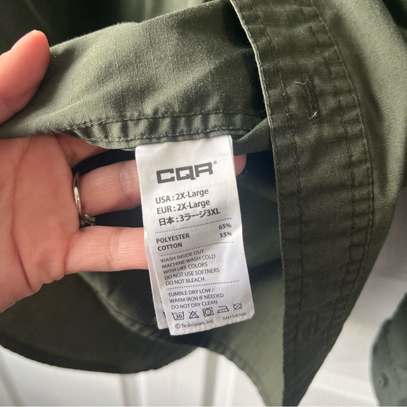 CQR Mens Tactical Fishing Hiking Shirt Size US 2XL Military Green Long Sleeve - Picture 3 of 4